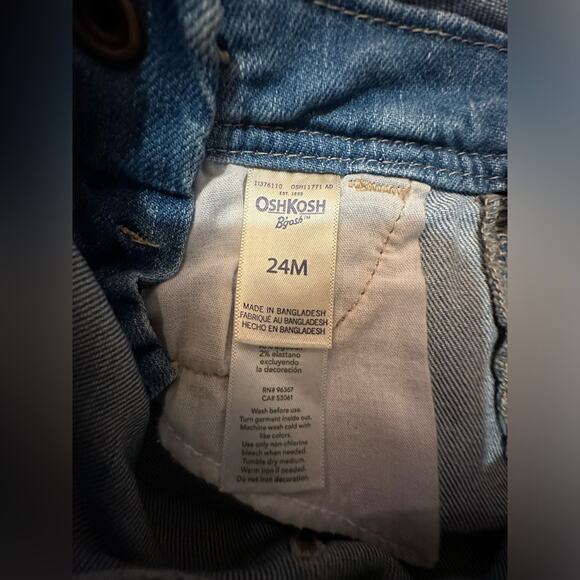 Oshkosh Bgosh Overall Denim‎ Shorts With Lace Hem, Size 24 Months. - Picture 2 of 3